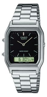 Casio AQ230A-1 - Klassisk retrour i rustfrit stål med sort urtavle
