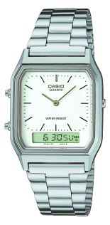 Casio AQ230A-7 - Klassisk retrour i rustfrit stål med hvid urtavle