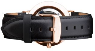 Daniel Wellington Sort Classic Sheffield herre-læderrem med urspænde i rødguld