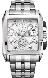 Megir Bold Steel White Chronograph 2018