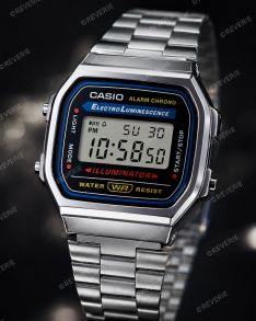 Casio A168WA-1 - Retrour i rustfrit stål med digitalt display
