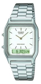 Casio AQ230A-7 - Klassisk retrour i rustfrit stål med hvid urtavle