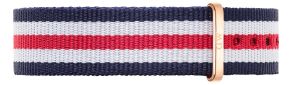 Daniel Wellington Blå/hvid/rød Classic Canterbury dame-natorem med urspænde i rødguld