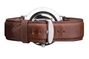 Daniel Wellington Mørkbrun Classic Bristol dame-læderrem med urspænde i sølvfarvet