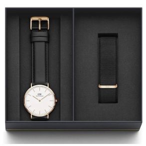 Daniel Wellington Classic Sheffield Rosegoldfarvet 40mm & Classic Cornwall Nato Strap DW00500002