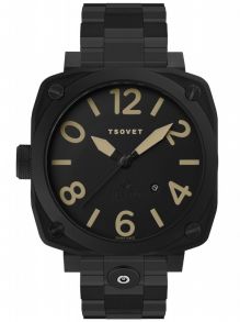 Tsovet SVT-AT76 - Herreur i sort PVD-belægning rustfrit stål med beige tal