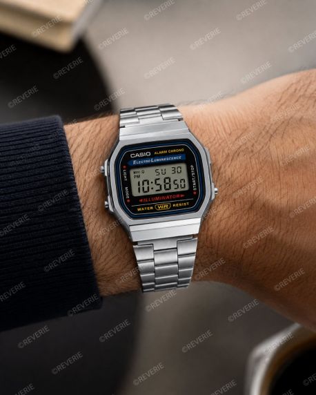 Casio A168WA-1 - Retrour i rustfrit stål med digitalt display