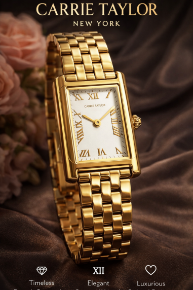 Carrie Taylor Petite Golden Rectangular White Dial 19mm