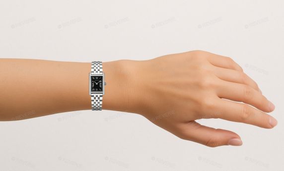 Carrie Taylor Petite Silver Rectangular Black Dial 19mm