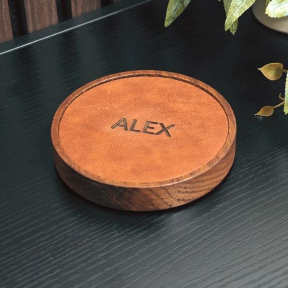 MORELUND Watchmat in Dark Wood/Cognac Leather MO2101