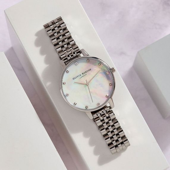 Olivia Burton Classics Big Dial White MOP Silver OB16SE14