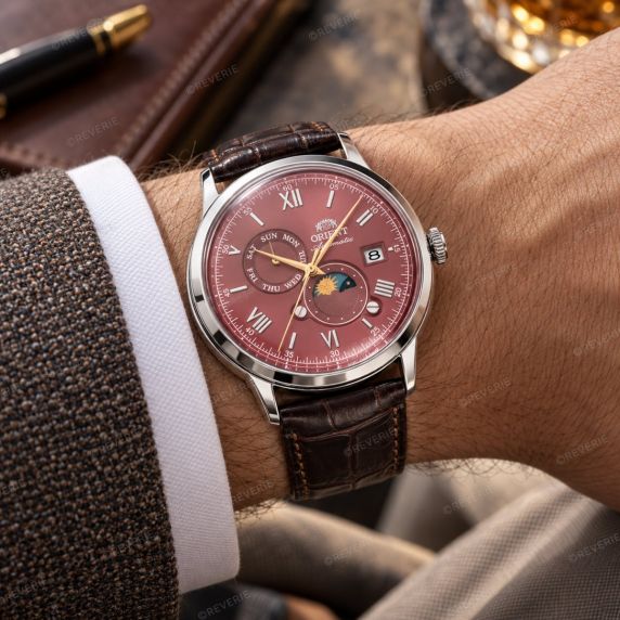 Orient Mens Red Moon Phase Automatic 41mm